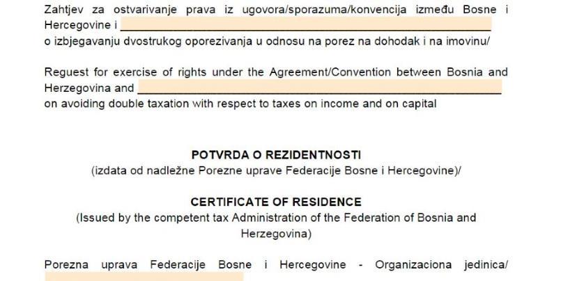 Potvrda o rezidentnosti