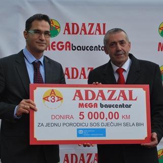 Adazal Mega Baucentar donirao 5.000 KM SOS Dječijim selima BiH