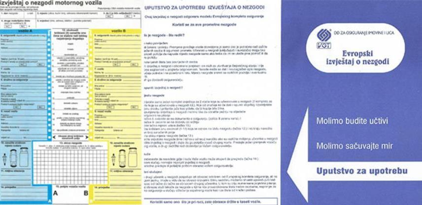 U slučaju saobraćajne nezgode koristite Evropski izvještaj