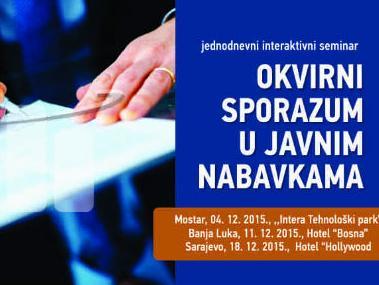 REC d.o.o. organizuje seminar "Okvirni sporazum u javnim nabavkama"