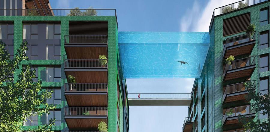Nova vodena atrakcija, bazen između zgrada na 35 metara iznad tla