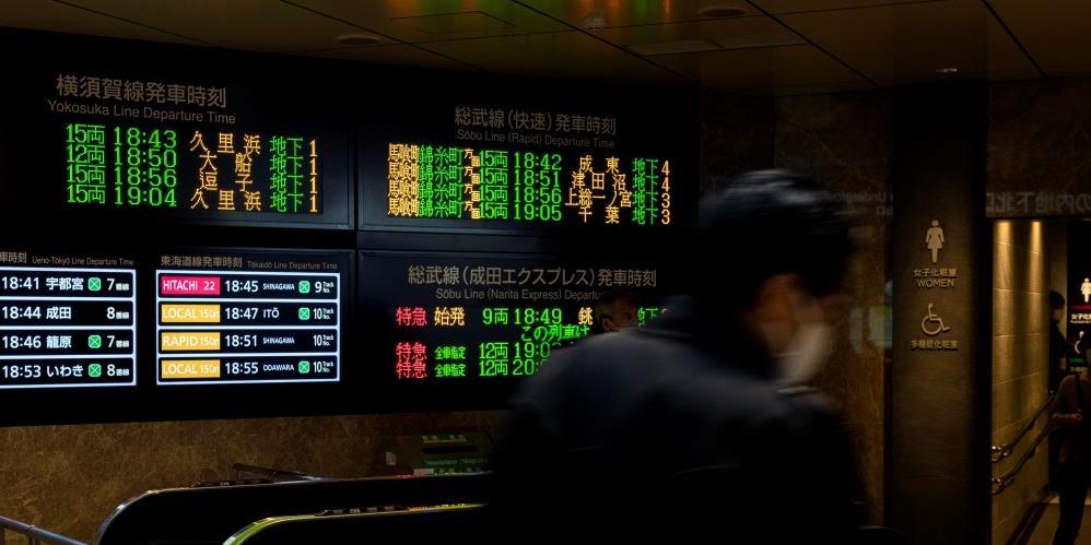 Japanese subway system stock market display