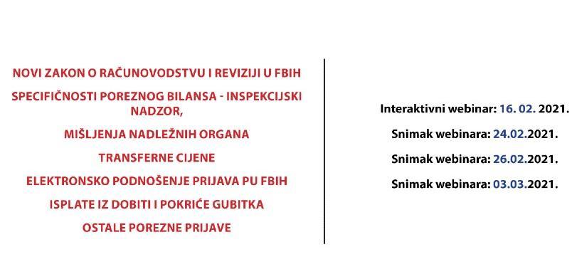 Webinar za računovođe o novom zakonu o računovodstvu i reviziji u FBiH