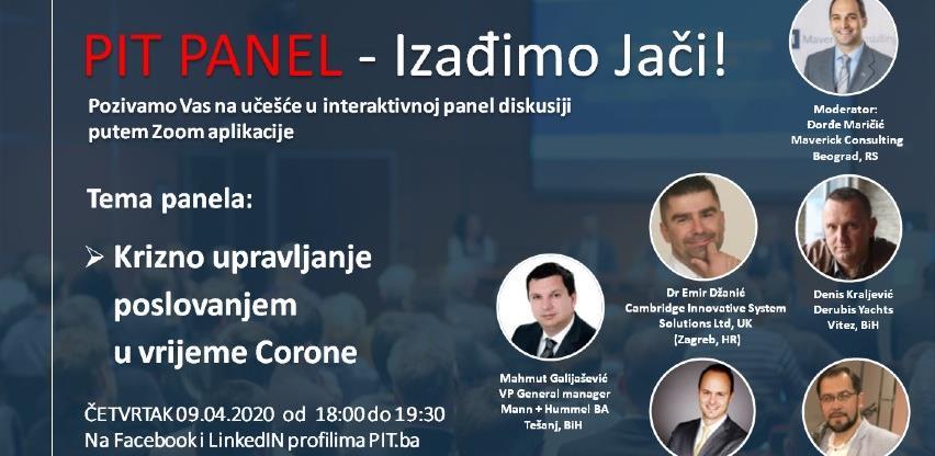 Tema nove PIT panel diskusije: "Krizno upravljanje poslovanjem u vrijeme Corone"
