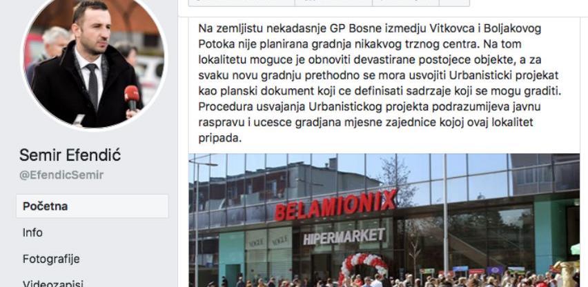 Efendić se oglasio povodom najave gradnje tržnog centra