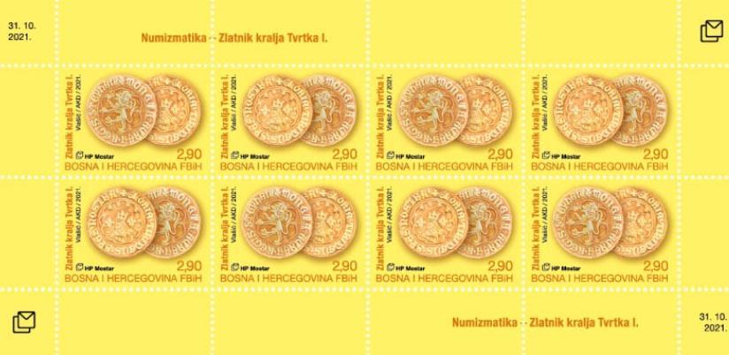 Zlatnik kralja Tvrtka I na markama HP Mostar