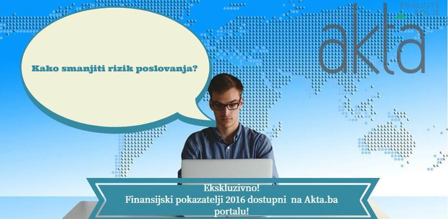 Finansijski pokazatelji 2016. za firme iz FBiH dostupni na Akta.ba