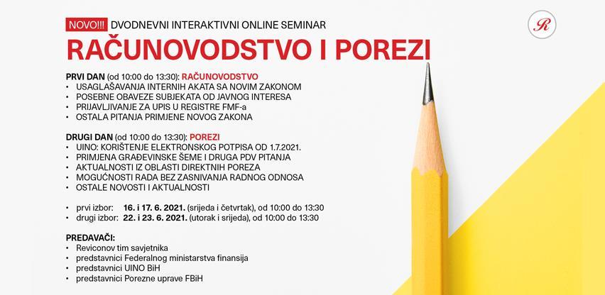 Dvodnevni online seminar: Računovodstvo i porezi