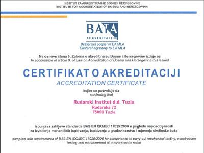 BATA akreditirao laboratorije Rudarskog instituta Tuzla