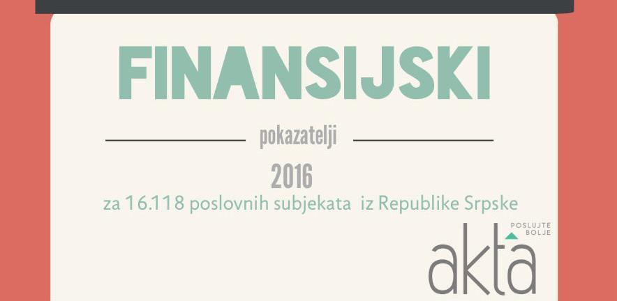 Dostupni finansijski pokazatelji za 2016. godinu i za firme iz RS