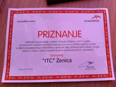 Zeničkoj kompaniji ITC uručeno priznanje iz oblasti ZNR