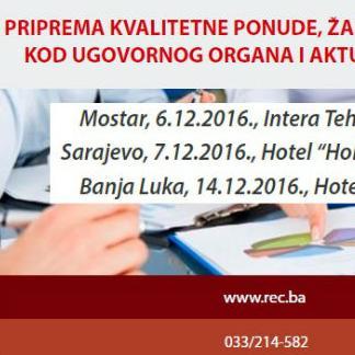 REC: Priprema kvalitetne ponude, žalbeni postupak i aktuelne izmjene