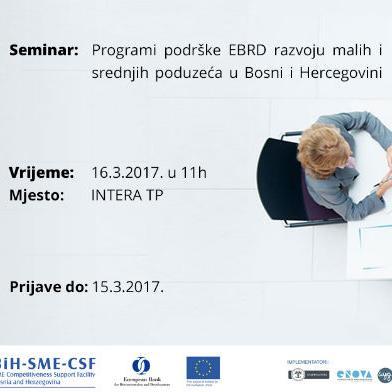 Seminar: Programi podrške EBRD razvoju malih i srednjih poduzeća u BiH