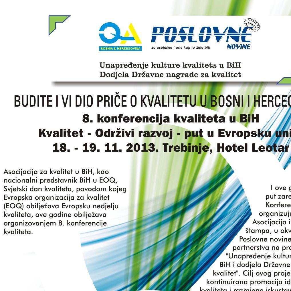 Konferencija na temu Kvaliteta - održivi razvoj - put u Europsku uniju