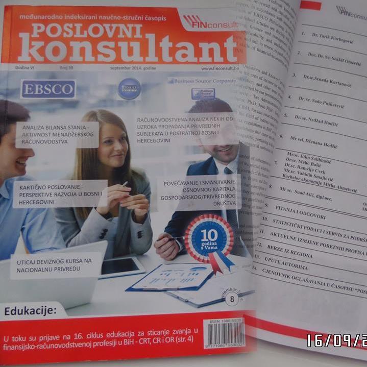 Finconsult: U prodaji je novi broj časopisa "Poslovni konsultant"