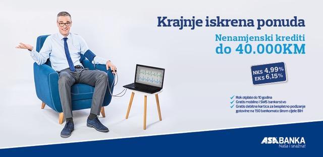 Krajnje iskrena ponuda nenamjenskih kredita ASA Banke