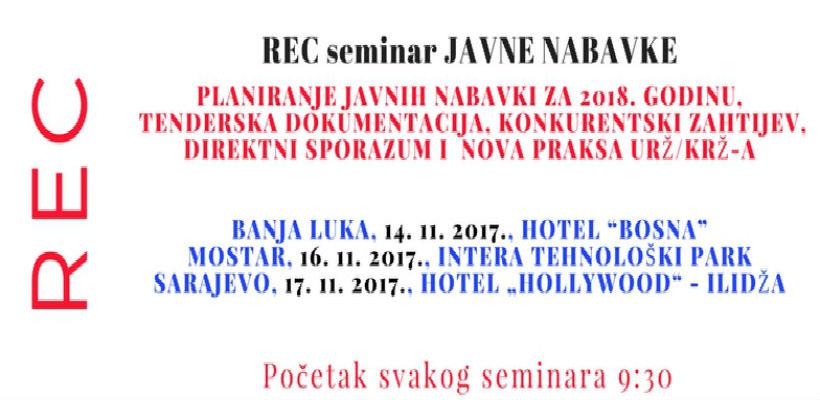 REC: Seminar iz oblasti javnih nabavki - planiranje za 2018.