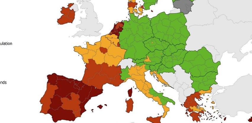 Objavljena nova koronakarta Europe, hrvatska obala i dalje u narančastom