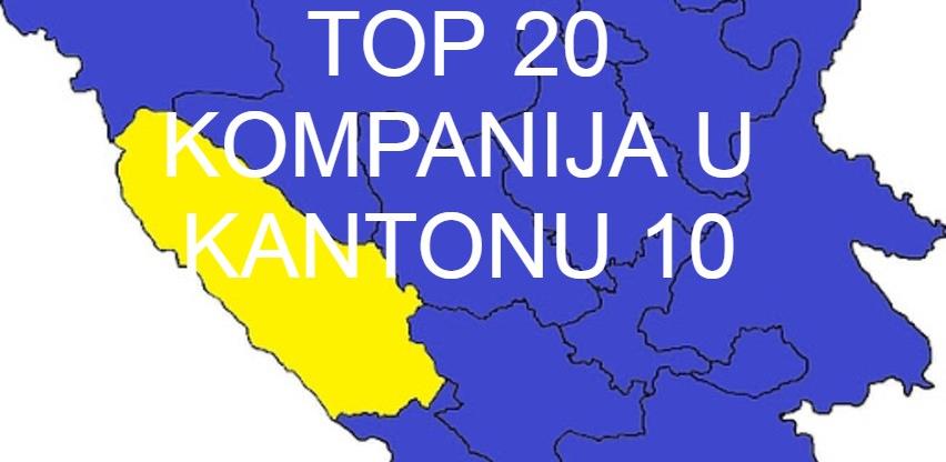 TOP 20 kompanija u Kantonu 10 po prihodu, dobiti i broju radnika u 2019.