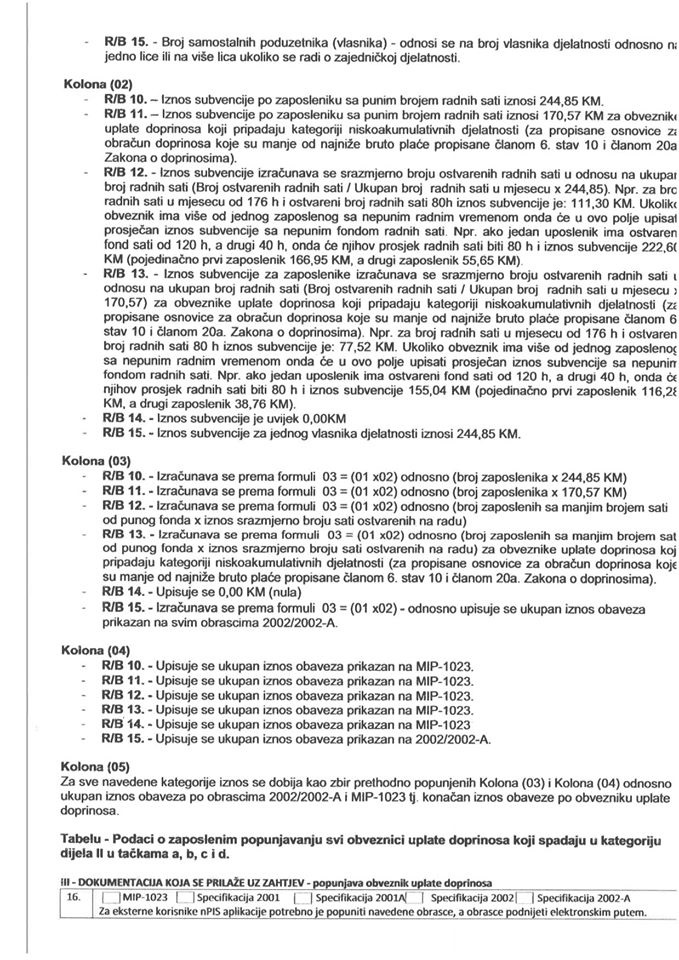 Donosimo zahtjev i uslove za subvencioniranje doprinosa