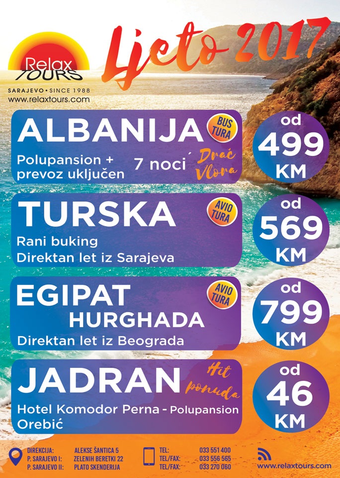 Ljetovanje u Albaniji, Turskoj, Egiptu ili na Jadranu sa Relax Tours-om!!!