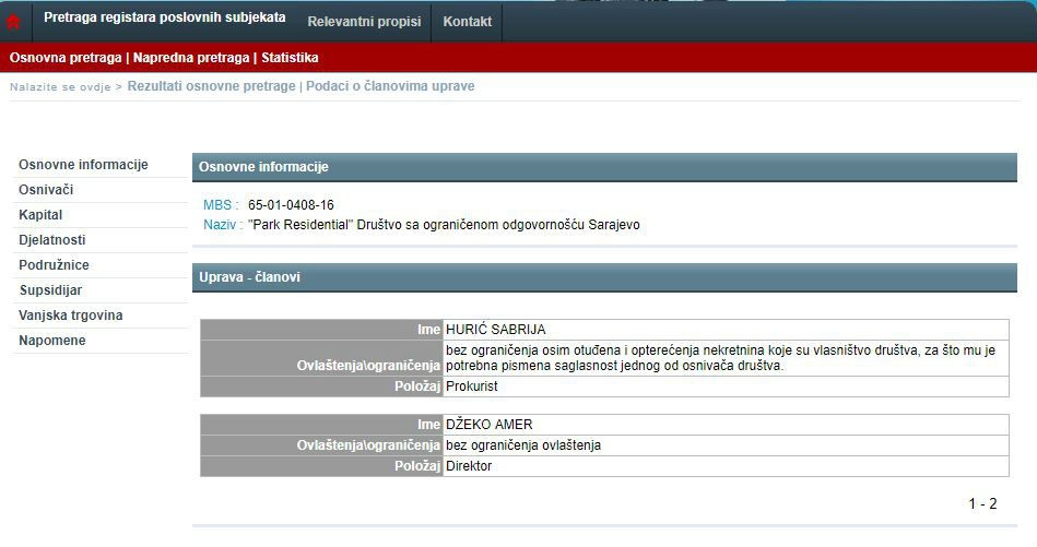 Demant kompanije 'Park Residential' na pisanje portala Akta.ba