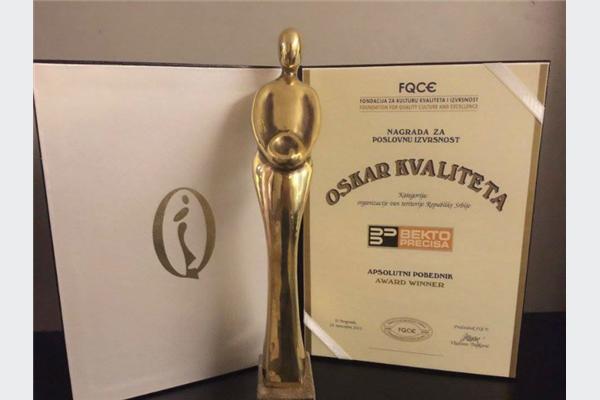 Još jedan uspjeh: Bekto Precisa nagrađena Oskarom kvaliteta