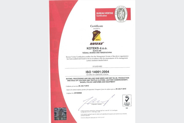 Koteks potvrdio certifikate ISO i OHSAS