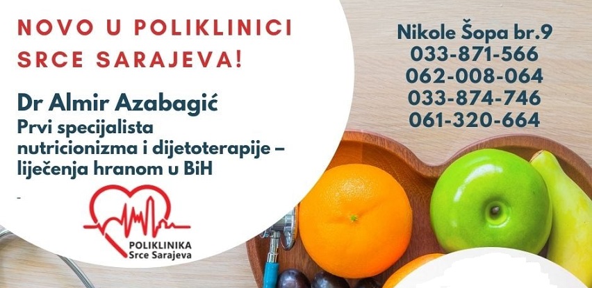 Poliklinika Srce Sarajeva: Pregled vrsnog nutricioniste dr Almira Azabagića