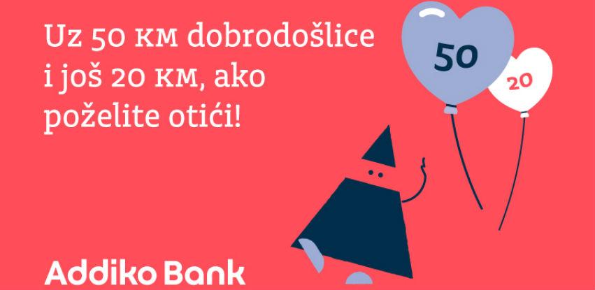 Sigurna u kvalitet usluge Addiko banka novim klijentima daje 50 (+ 20) KM