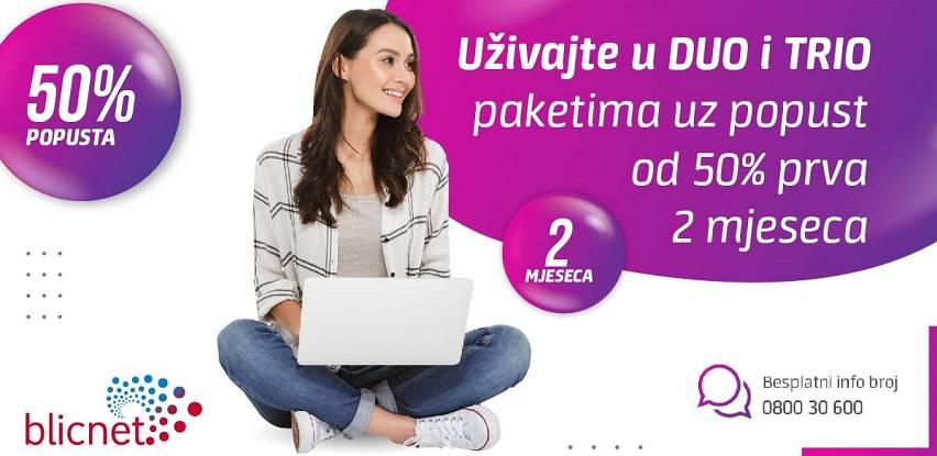 Akcijska ponuda u Blicnetu: 50 odsto popusta za DUO i TRIO pakete usluga