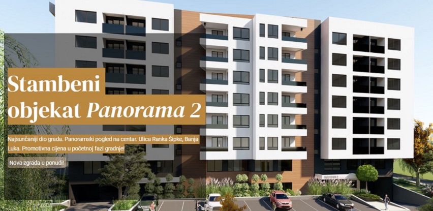 U ponudi su stanovi od 52,52 m2 sa dvije spavaće sobe u novom objektu u izgradnji - Panorama 2!