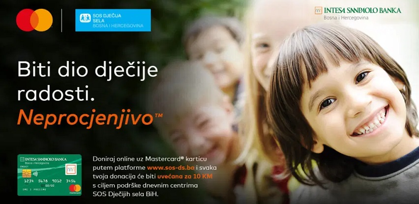 Plaćajte online donacije Mastercard karticama ISP Banke i pomozite rad SOS Dječijih sela u BiH