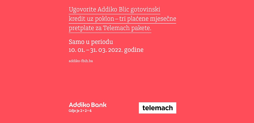 Posebna pogodnost Addiko Bank Sarajevo za Telemach BH korisnike