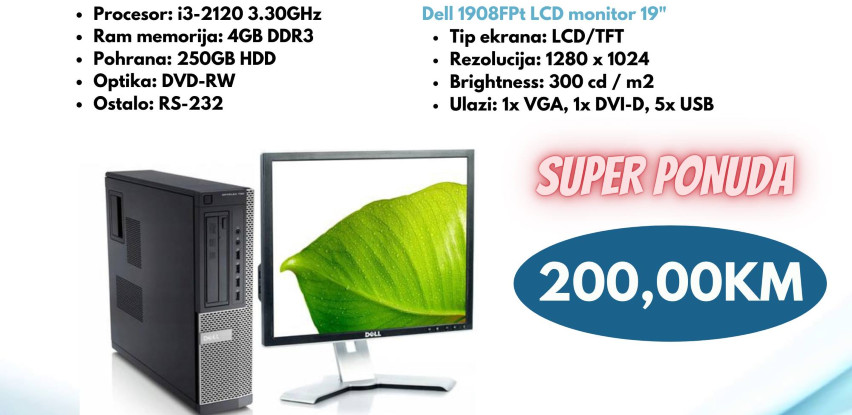 Super ponuda iz Ascoma: Dell OptiPlex 790 Desktop + Dell 1908FPt LCD monitor 19